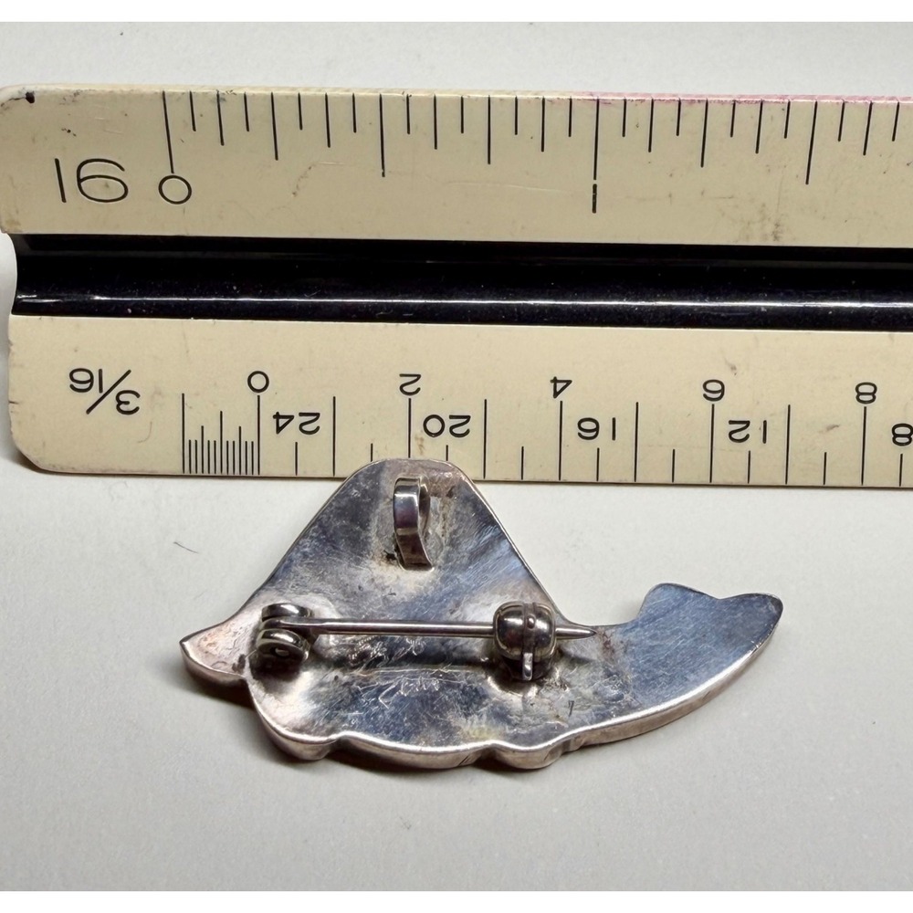 Zuni  Inlay Turtle Pendant Pin Brooch Sterling Silver Ray Nieto RN Mosaic - Picture 9 of 13